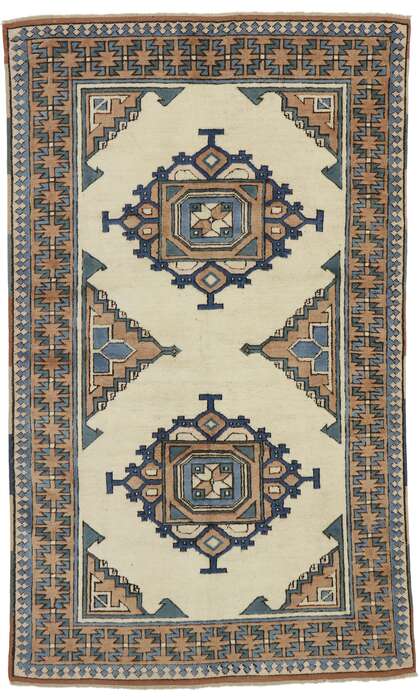 4 x 6 Vintage Turkish Oushak Rug 53186