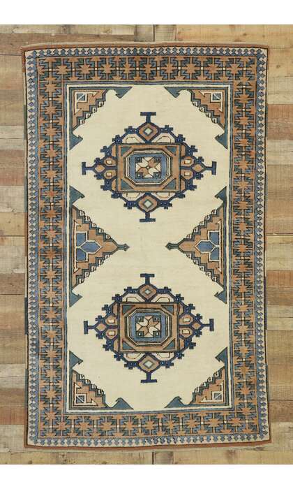 4 x 6 Vintage Turkish Oushak Rug 53186