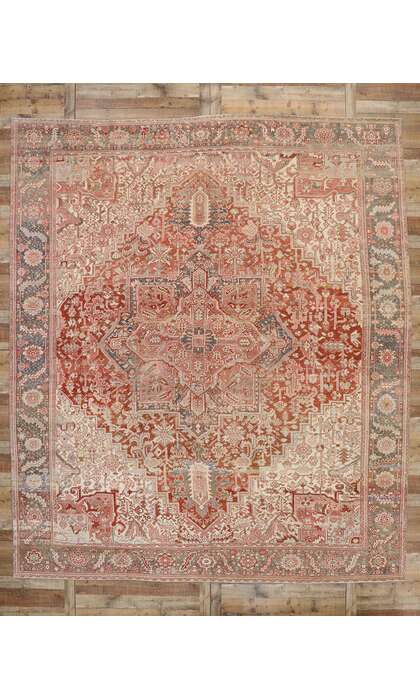 12 x 14 Antique Persian Heriz Rug 53245