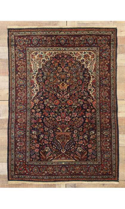 4 x 5 Antique Persian Kashan Rug 77549