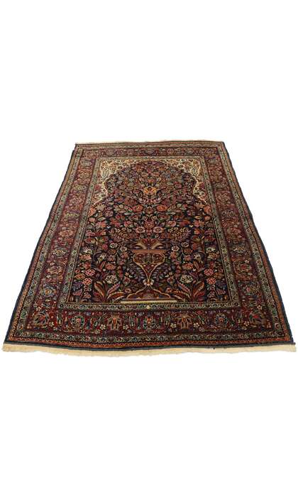 4 x 5 Antique Persian Kashan Rug 77549