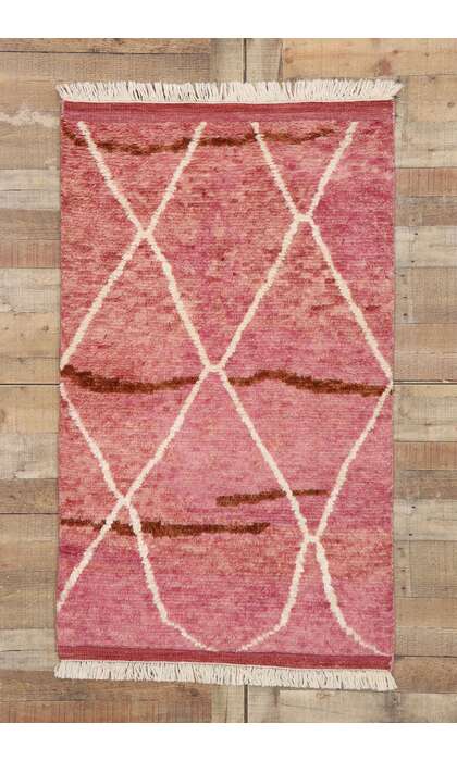 3 x 5 Small Modern Pink Moroccan Rug 30597