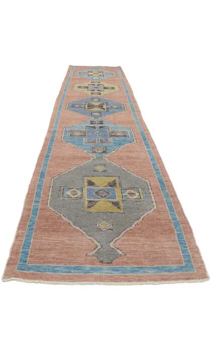 3 x 14 Colorful Oushak Rug Runner 53265