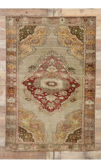 4 x 6 Vintage Turkish Oushak Rug 53273