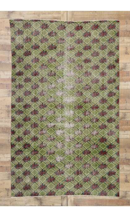 6 x 9 Vintage Green Turkish Sivas Rug 53314