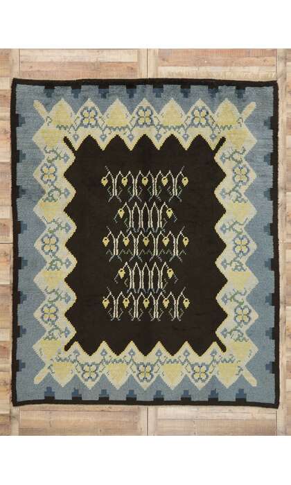 8 x 10 Vintage Swedish Rya Rug 77043