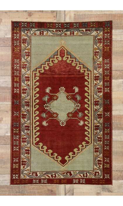 4 x 6 Vintage Turkish Oushak Rug 53394