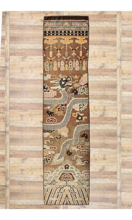 3 x 14 Antique Chinese Ningxia Pillar Rug 53479