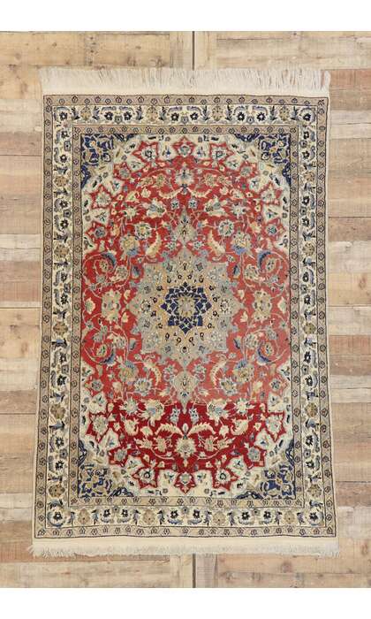 4 x 6 Vintage Persian Nain Rug 77576