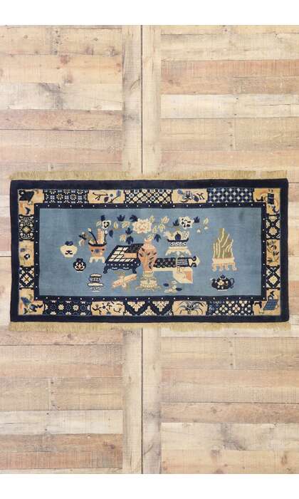 2 x 5 Antique Chinese Baotou Pictorial Rug 77586