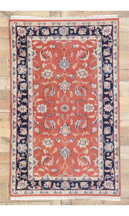 3 x 5 Vintage Persian Indian Rug with New England Cape Cod Cottage Style 77602