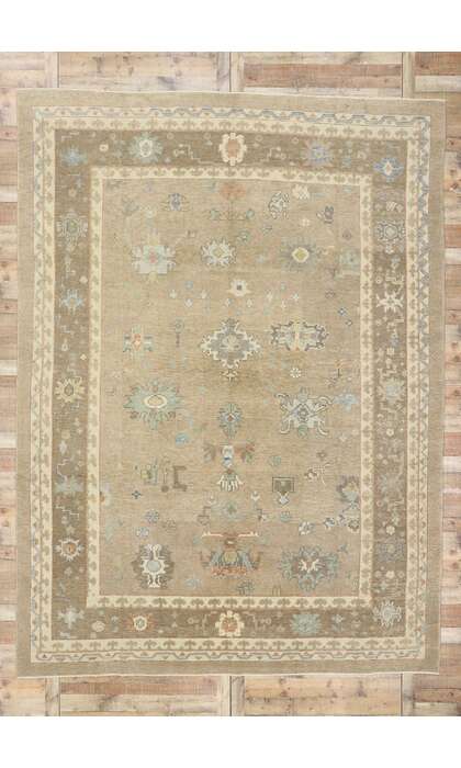 10 x 14 Modern Earth-Tone Turkish Oushak Rug 53516
