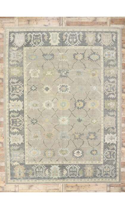 11 x 14 Modern Gray Turkish Oushak Rug 53517