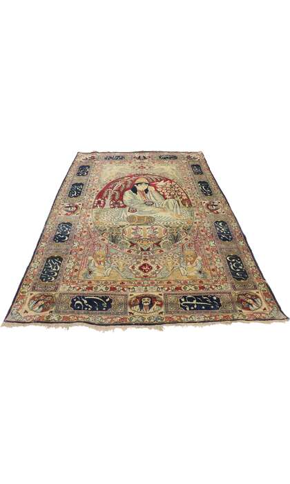 5 x 7 Antique Persian Kerman Pictorial Rug 74336