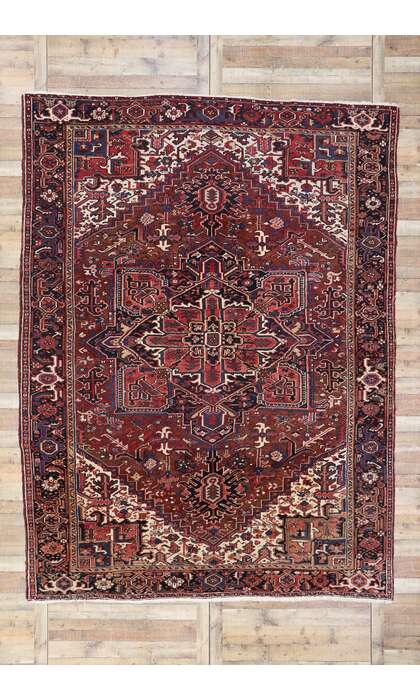 9 x 12 Antique Persian Heriz Rug 77644