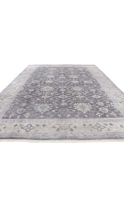 9 x 12 Modern Gray Silk Oushak Rug 30246