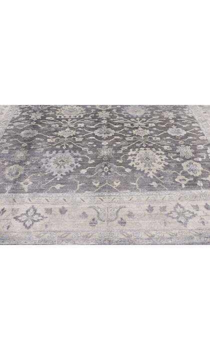 9 x 12 Modern Gray Silk Oushak Rug 30246