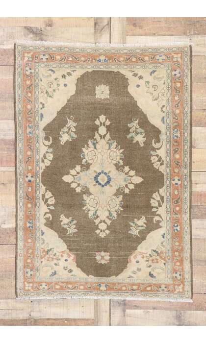 4 x 5 Distressed Vintage Persian Viss Rug 60889