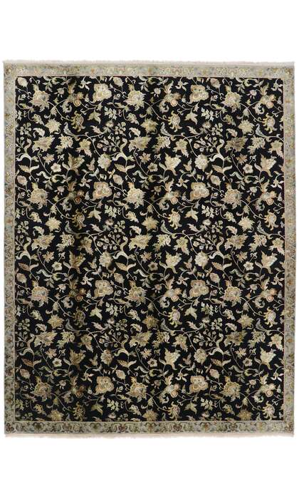 9 x 12 Vintage Black Indian Agra Rug 76873