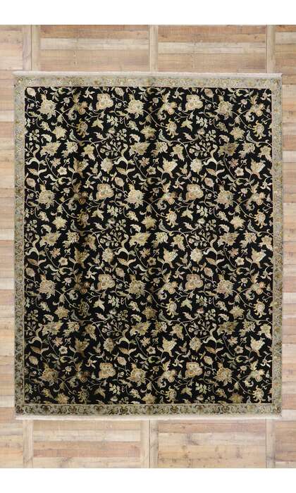 9 x 12 Vintage Black Indian Agra Rug 76873