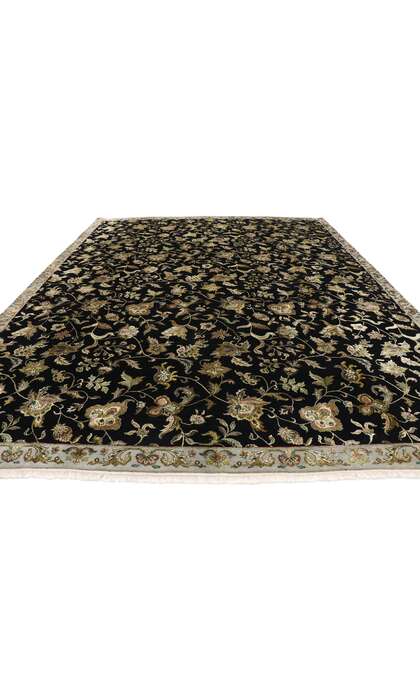 9 x 12 Vintage Black Indian Agra Rug 76873