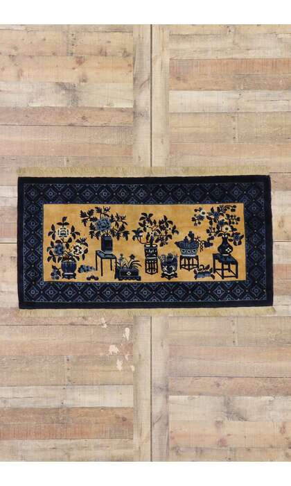 2 x 5 Vintage Chinese Baotou Pictorial Rug 77593