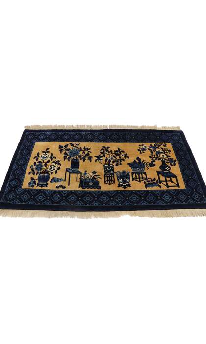 2 x 5 Vintage Chinese Baotou Pictorial Rug 77593