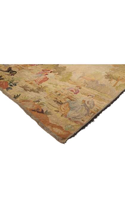 4 x 5 Antique French Aubusson Pastoral Tapestry 77763