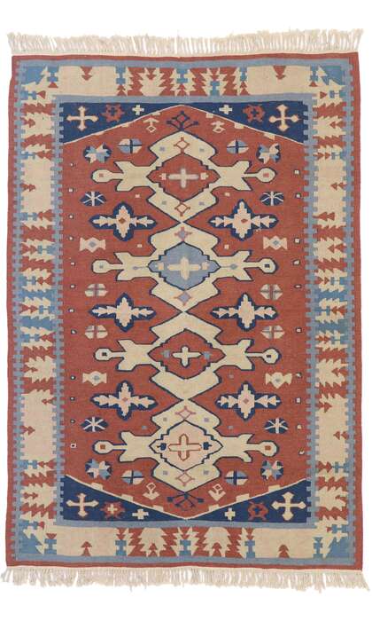 4 x 6 Vintage Persian Shiraz Kilim Rug 77800