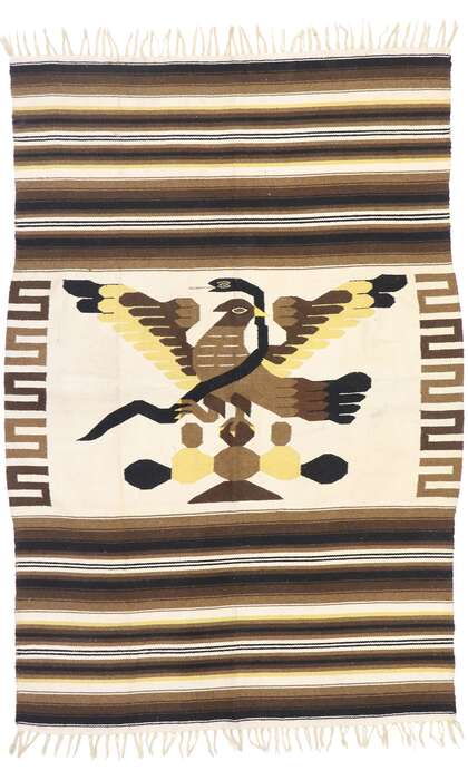 4 x 7 Vintage Mexican Zapotec Kilim Rug 77802