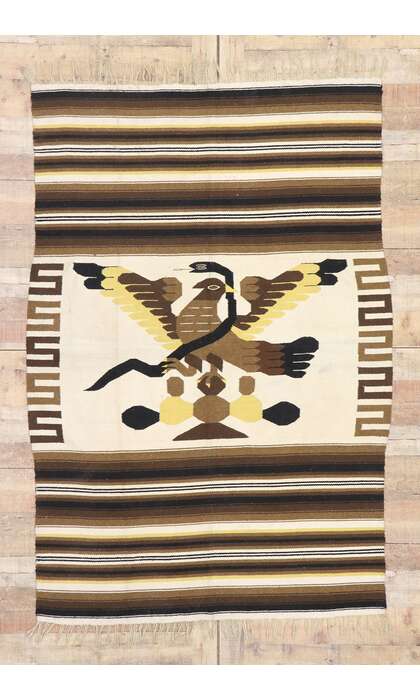 4 x 7 Vintage Mexican Zapotec Kilim Rug 77802