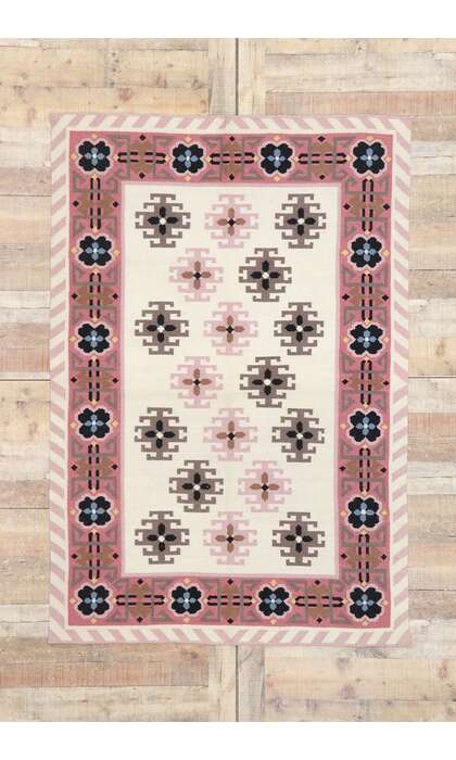 4 x 6 Vintage Romanian Kilim Rug 77804