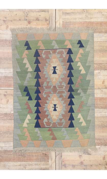 4 x 6 Vintage Persian Shiraz Kilim Rug 77806