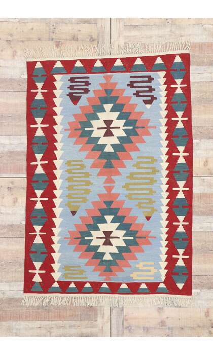 4 x 6 Vintage Persian Shiraz Kilim Rug 77807