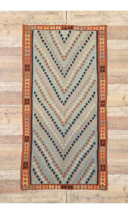 3 x 7 Vintage Persian Shiraz Kilim Rug 77808