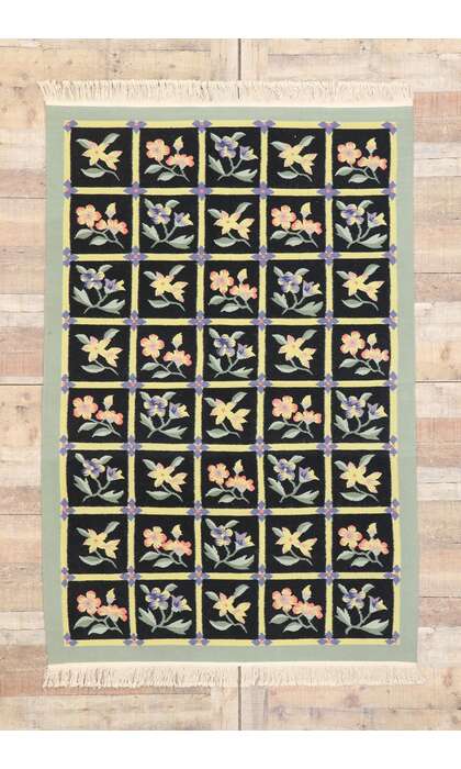 4 x 6 Vintage Floral Kilim Rug 77809