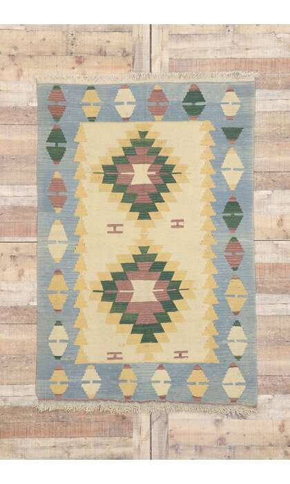 4 x 6 Vintage Persian Shiraz Kilim Rug 77810