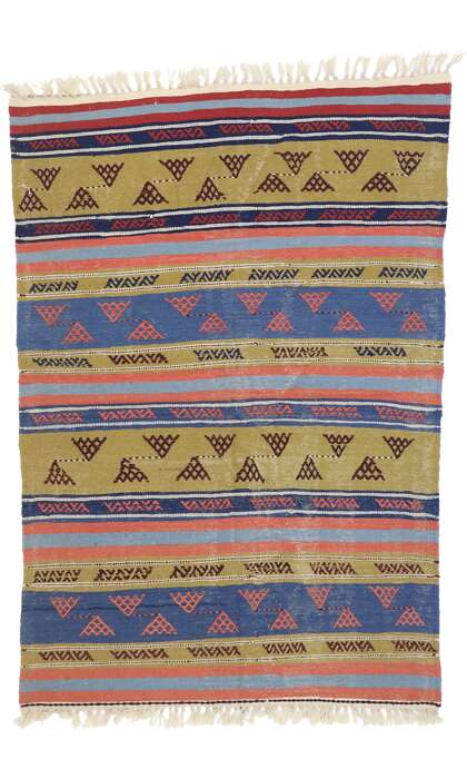 4 x 6 Vintage Persian Shiraz Kilim Rug 77813