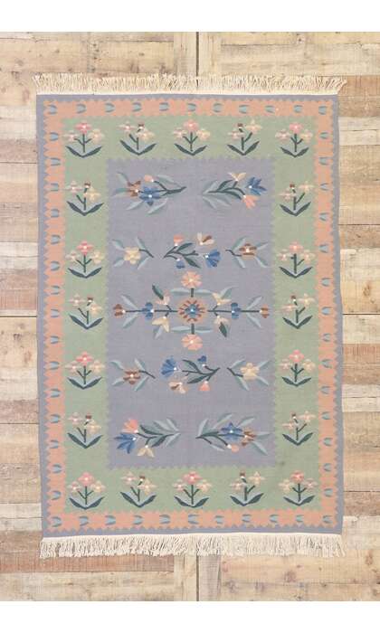 4 x 6 Vintage Floral Kilim Rug 77818