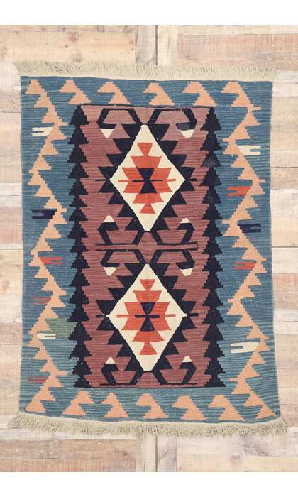 4 x 5 Vintage Persian Shiraz Kilim Rug 77819