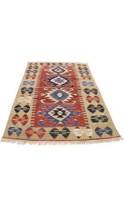 4 x 5 Vintage Persian Shiraz Kilim Rug 77824