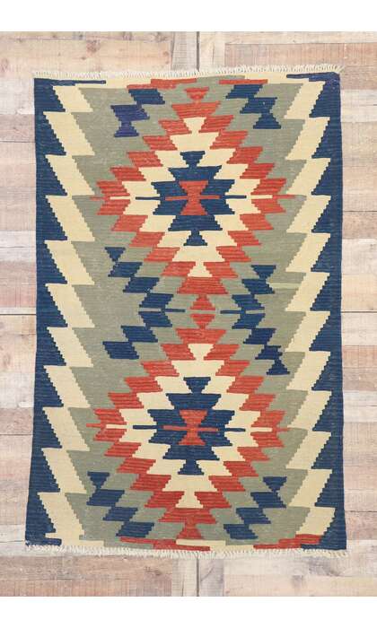 4 x 6 Vintage Persian Shiraz Kilim Rug 77830