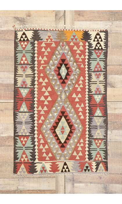 3 x 5 Vintage Persian Shiraz Kilim Rug 77833