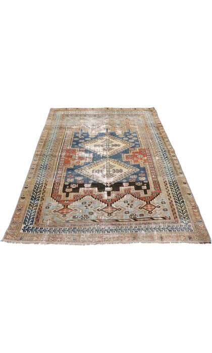 4 x 5 Distressed Antique Persian Shiraz Rug 60897