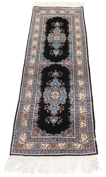 1 x 4 Vintage Turkish Silk Hereke Rug 77797