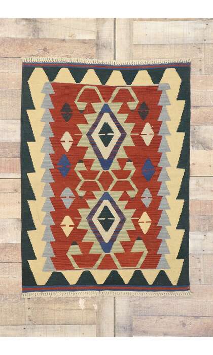 3 x 4 Vintage Persian Shiraz Kilim Rug 77840