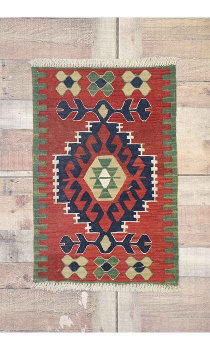 2 x 3 Vintage Persian Shiraz Kilim Rug 77874