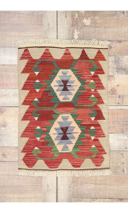 2 x 3 Vintage Persian Shiraz Kilim Rug 77892