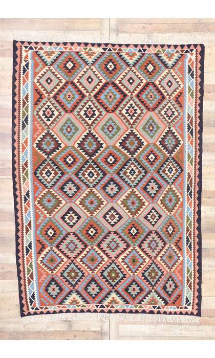 7 x 9 Vintage Persian Shiraz Kilim Rug 77923