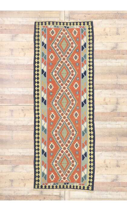 4 x 10 Vintage Persian Shiraz Kilim Runner 77925